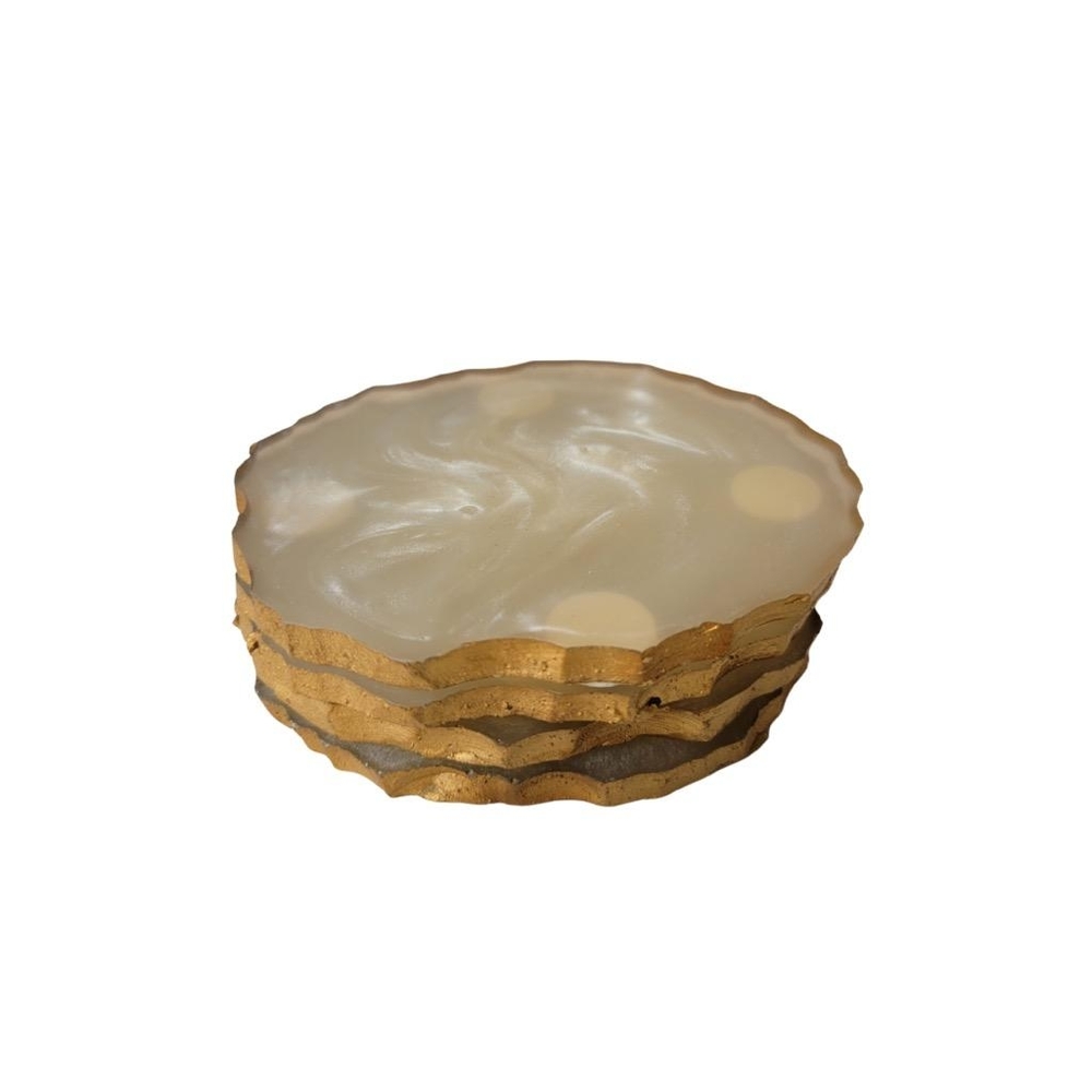 Pearl Faux Agate Style Coaster Set (4)